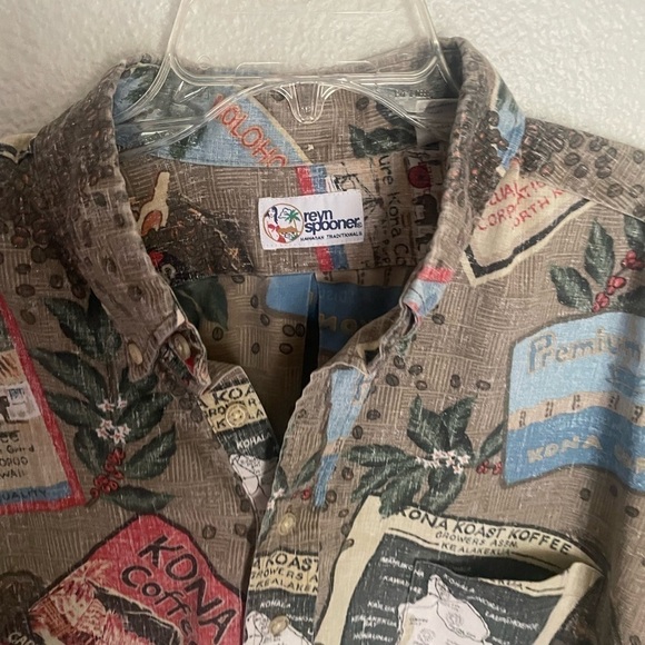 REYN SPOONER “KONA COFFE” vintage Hawaiian shirt premium roast Kona koast- Large - Picture 3 of 11